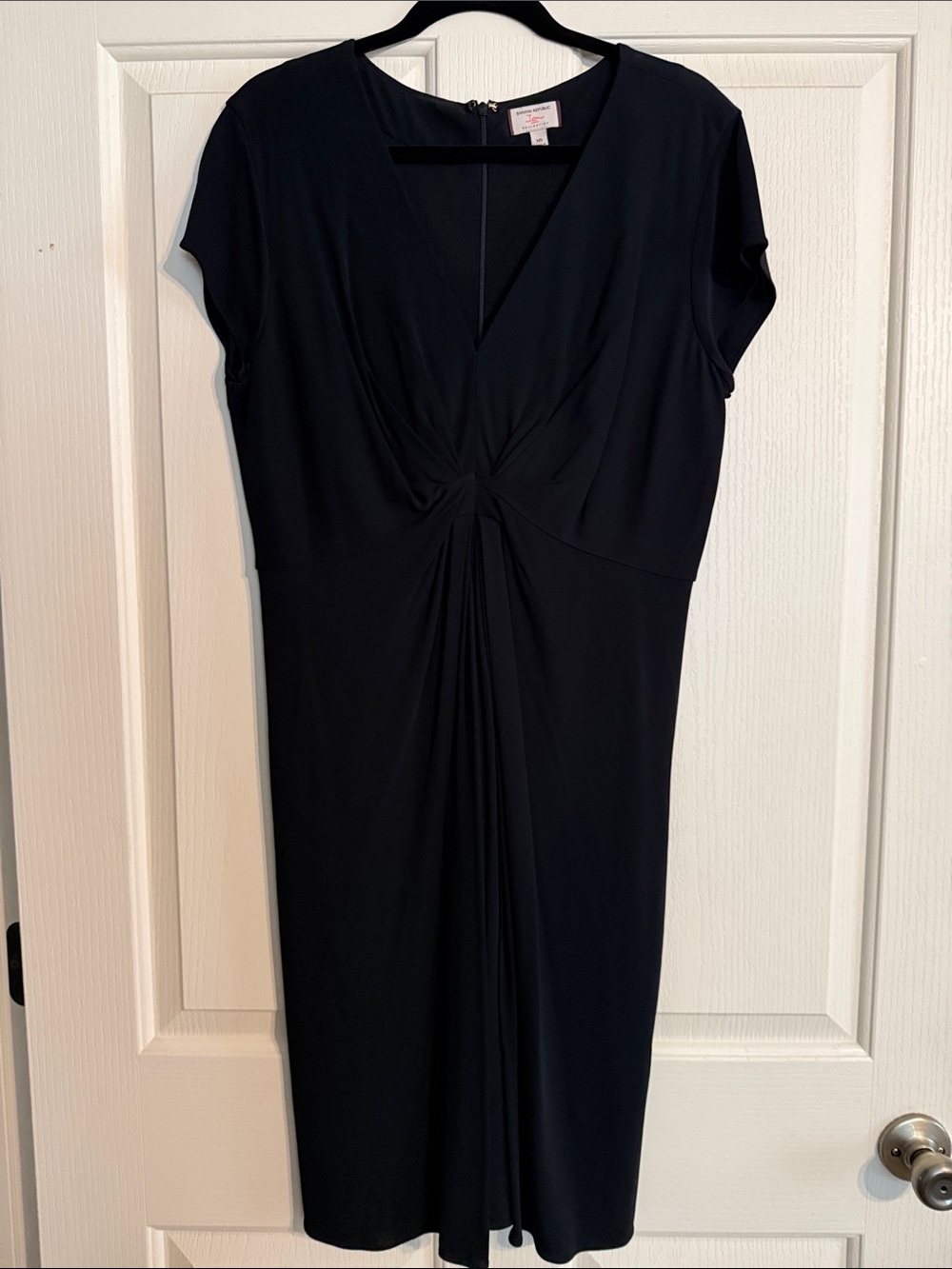 Banana Republic Black V-Neck Midi Dress with Twist Detail